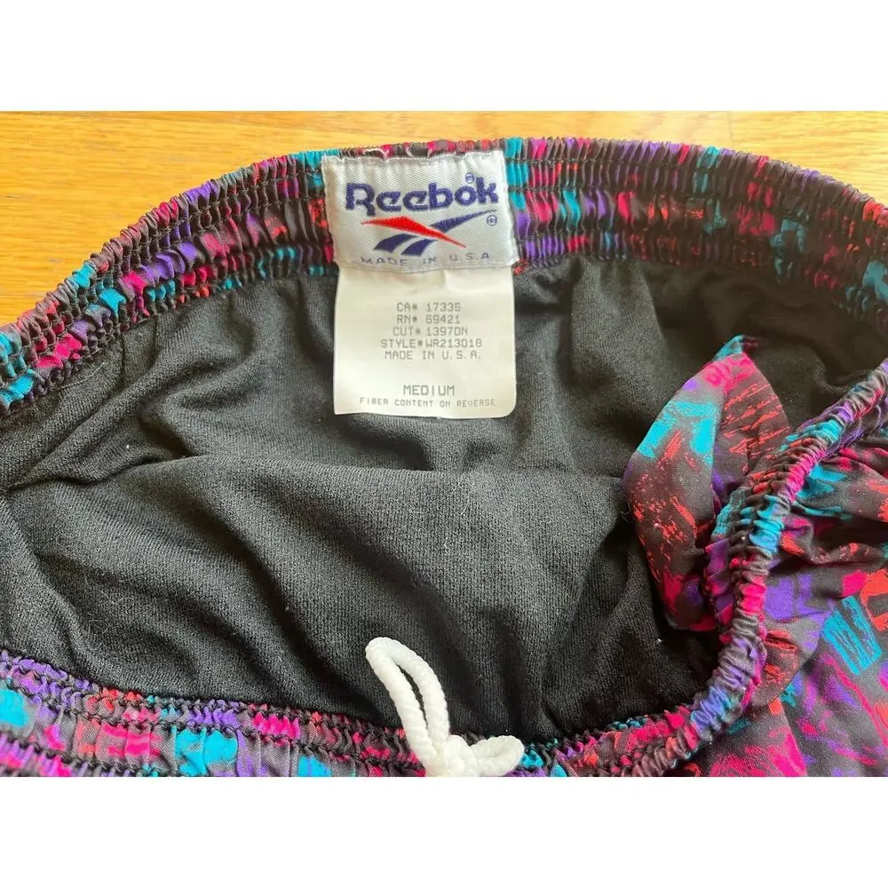 Vintage Reebok Boy's swim trunks Made in USA geometric pattern Medium 80s/90s